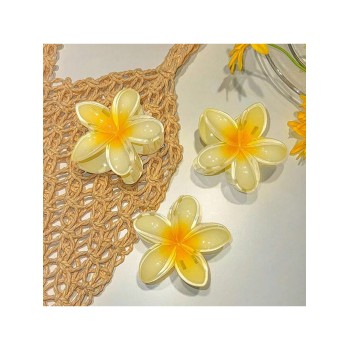 3 pièces Pinces à griffe Plumeria avec griffes à cheveux, accessoires de cheveux de fleur - 35847123