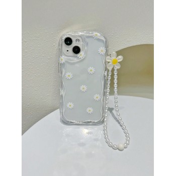 Étui de téléphone transparent floral avec lanière compatible avec iPhone 15/15Pro/15Plus/15Promax - 16904084