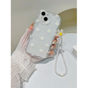 Étui de téléphone transparent floral avec lanière compatible avec iPhone 15/15Pro/15Plus/15Promax - 16904084