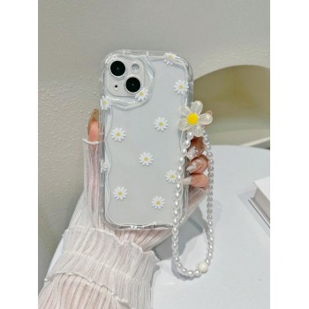 Étui de téléphone transparent floral avec lanière compatible avec iPhone 15/15Pro/15Plus/15Promax - 16904084