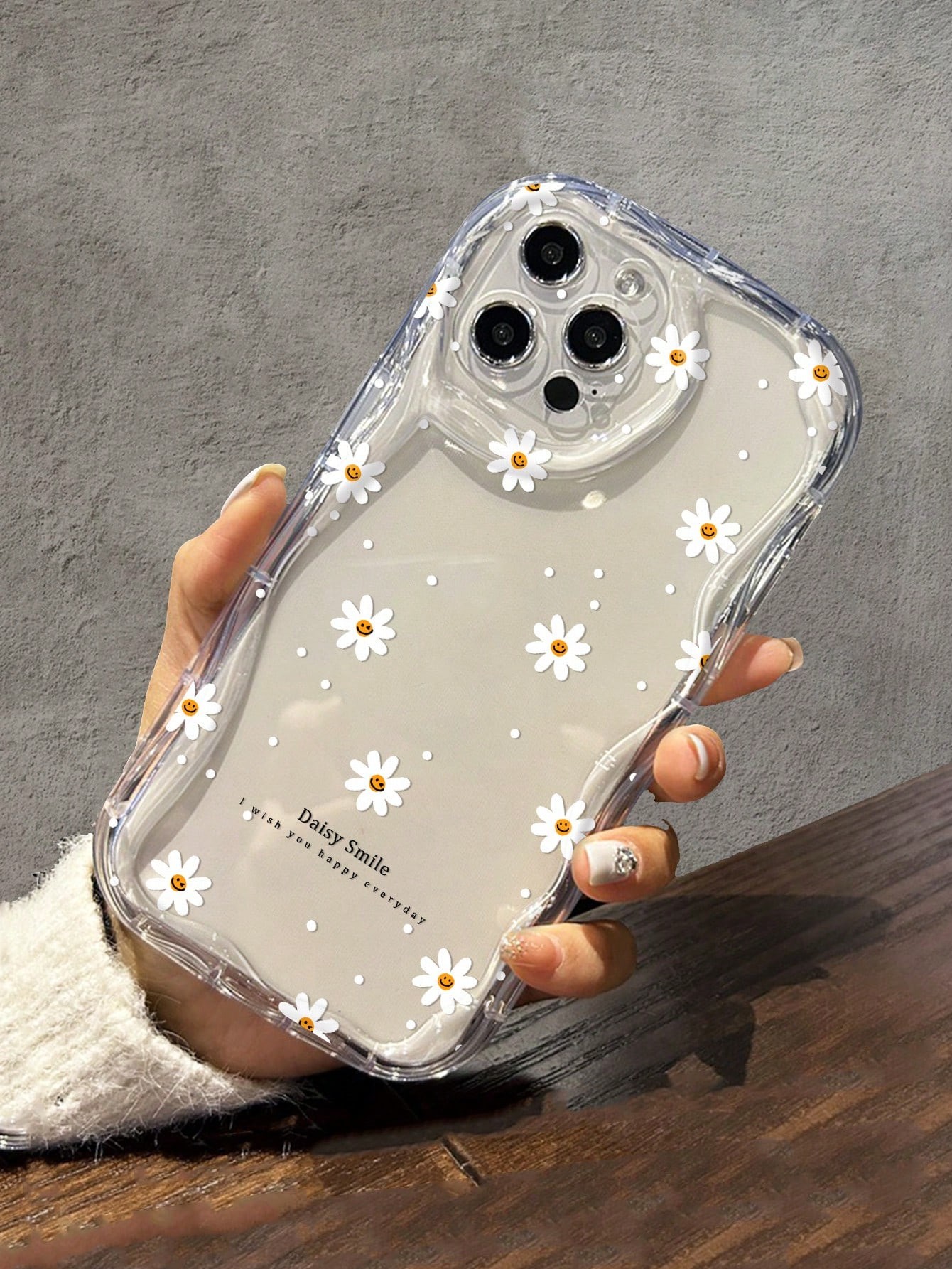 Illuminez votre iPhone avec un motif de sourire de marguerite, étui de téléphone simple épaissi anti-chute compatible avec iPhone - 35343267