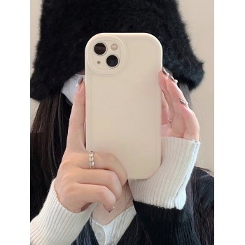 1 pièce Étui de téléphone en TPU souple à trou de précision noir/blanc laiteux/rose avec motif de grands yeux compatible avec iPhone - 16569936