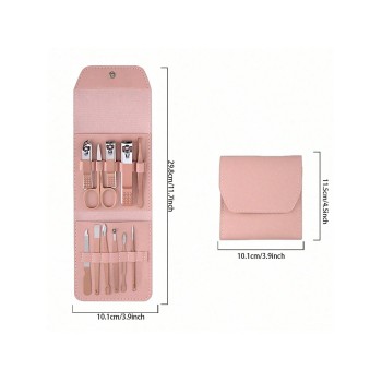 Ensemble portatif de coupe-ongles et d'outils de beauté, ensemble de manucure en acier inoxydable martensitique de 11 en 1 doré rose, avec sac rose, c ux et les salons. - 36664236