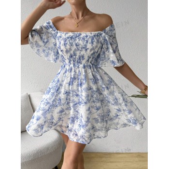 SHEIN Frenchy Robe Trapèze Imprimée Florale Avec Taille Empire Et Buste Enveloppé Pour Femmes En Été - 31631280