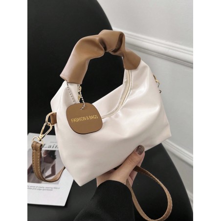 Minuscule Sac À Main Plié En Forme De Nuage, Détail De Ruban Doré Imprimé À Lettres Multicolores Décontracté, Sac À Bandoulière Unique, Sac À Bandoulière Croisé, Petit Sac Carré Pour Femme - 30927580