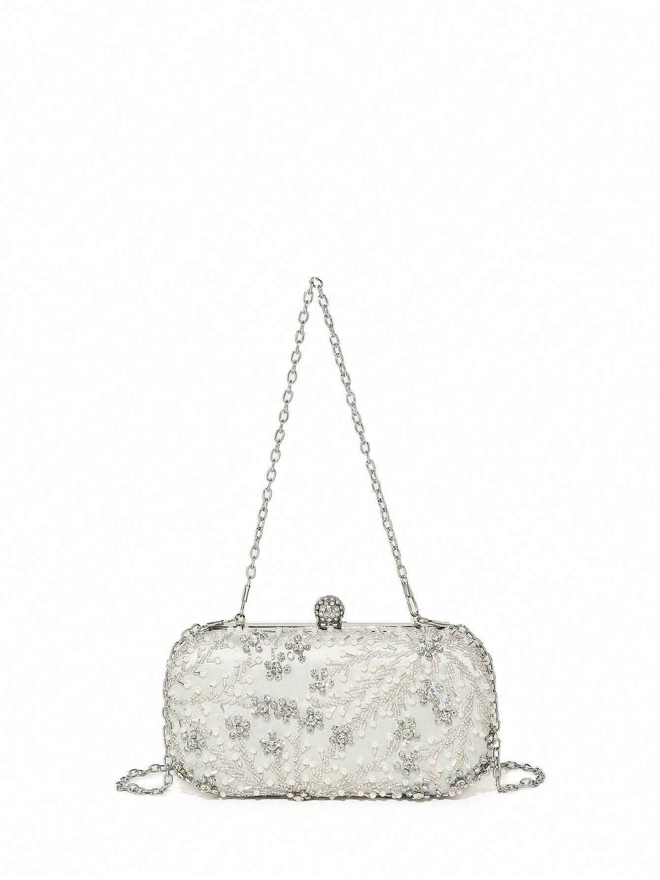 Sac À Main Romantique Et Élégant Type Clutch En Boîte, Fabriqué À La Main Avec Des Perles Et Des Embellissements En Strass Pour Des Événements Formels, Des Mariages Et Des Robes - 31099824