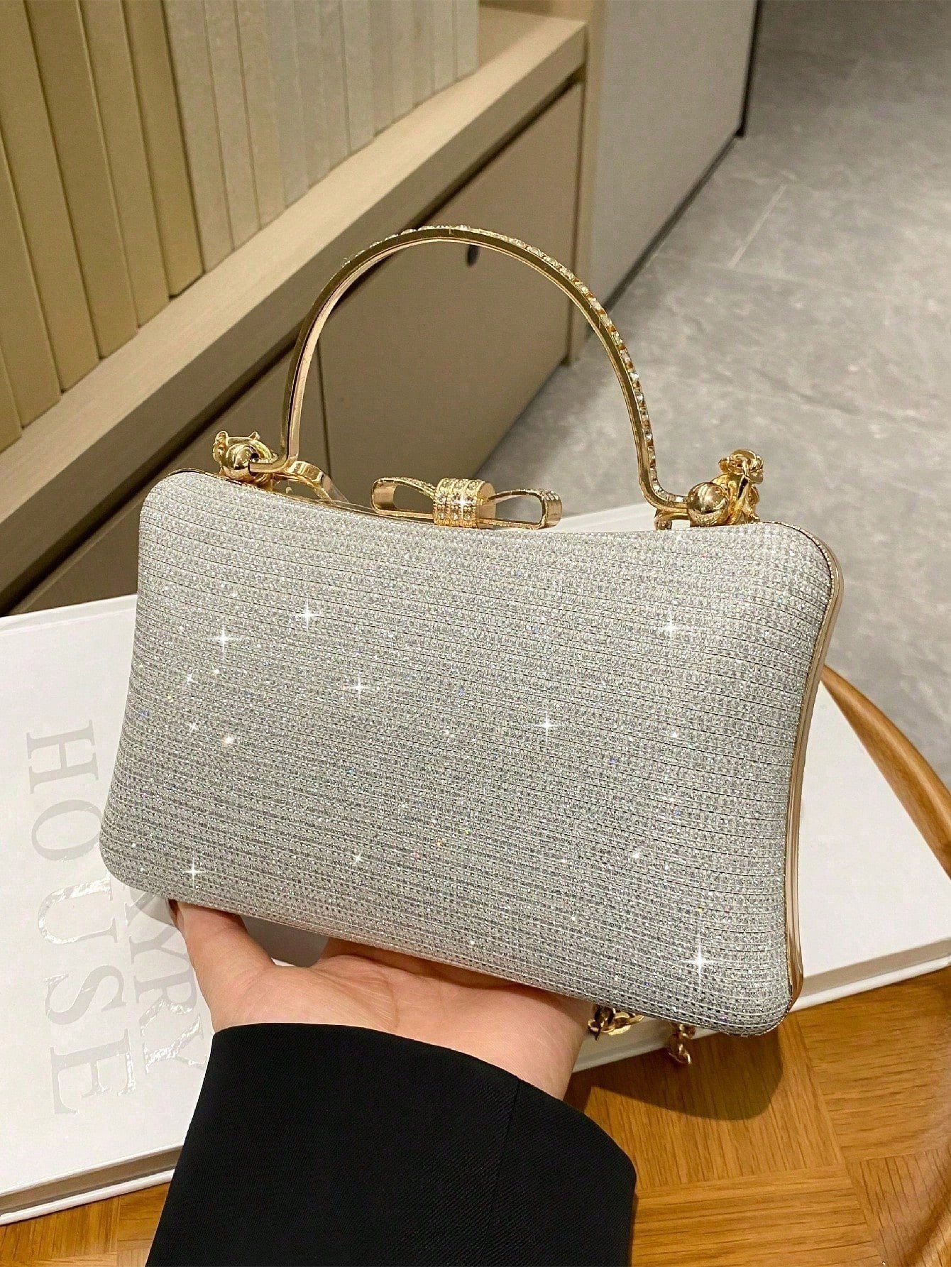 Sac à main de luxe de haute qualité avec strass et boîte à maquillage - 37107667