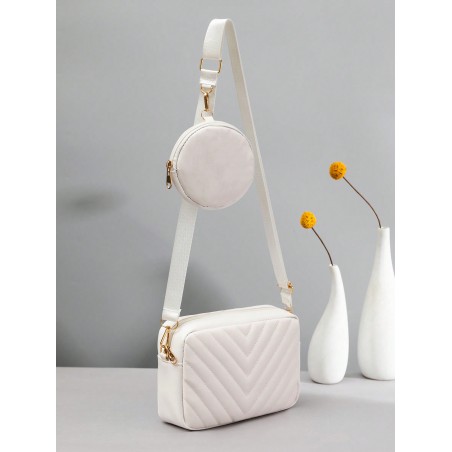 2 pièces Sac à bandoulière, sac à main, ensemble de sacs fourre-tout pour femmes, Combo blanc élégant classique avec chaîne dorée, pour femmes, sac à  es employées de bureau, parfait pour le bureau ou l'école primaire. - 24332476