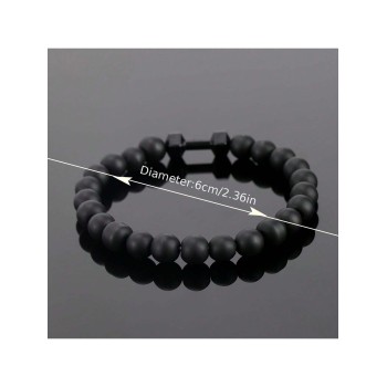 1 Bracelet D'haltère En Alliage Pour Homme À La Mode, Avec Des Perles Givrées, Cadeau Décontracté Pour Petit Ami Et Père, Festival - 30941041