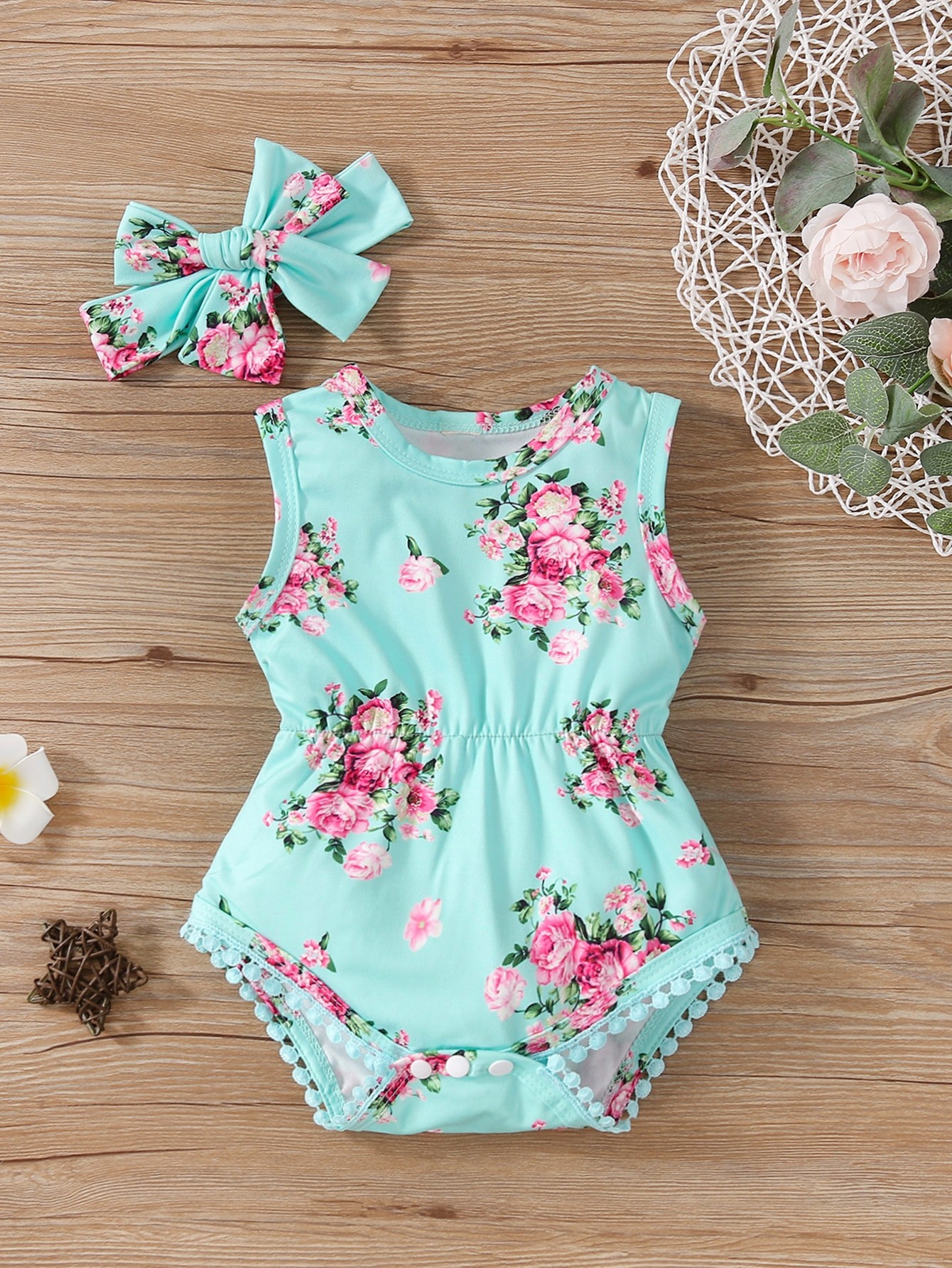 Body De Bébé Fille Imprimé Floral Avec Bandeau - 3144660