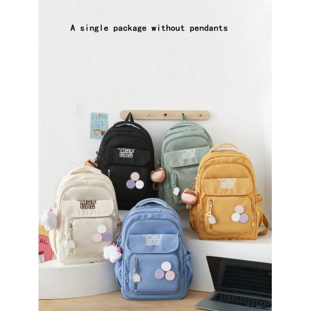 1 pièce Sac à dos avec fermeture à glissière en nylon à la mode pour les filles, convient pour les élèves de l'école primaire / du collège, sac à bandoulière de haute qualité pour une utilisation quotidienne (pendentif non inclus) - 37633268