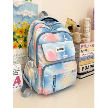 1 pièce Sac à dos scolaire mode garçon fille zippé, mignon, décontracté, étudiant, léger, grande capacité, adapté à un usage quotidien - 38665276