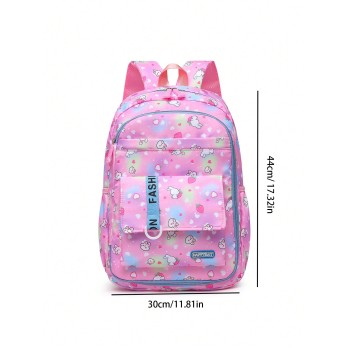 Nouvel arrivage Sac d'école sac à dos en nylon avec design de joli lapin et fermeture à glissière, unisexe pour garçons et filles, convient pour une u , impression de motif aléatoire. - 37892185