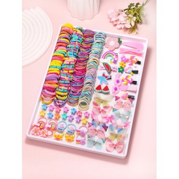 119 pièces Ensemble d'accessoires de cheveux quotidiens pour filles, clips à cheveux papillon en couleur mixte dynamique, serre-têtes élastiques, bandeaux mignons d'animaux, attaches de cheveux de base - 36893239