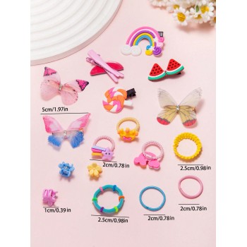 119 pièces Ensemble d'accessoires de cheveux quotidiens pour filles, clips à cheveux papillon en couleur mixte dynamique, serre-têtes élastiques, bandeaux mignons d'animaux, attaches de cheveux de base - 36893239