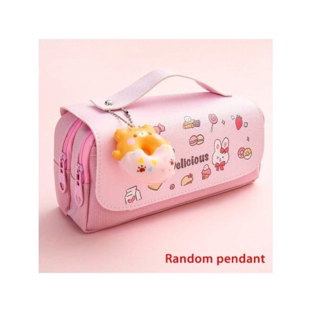 1 pièce Sac stylo de décompression mignon Donut, avec pendentif détachable inclus (sélectionné aléatoirement) - idéal pour le soulagement du stress et l'apprentissage facile - 37400706