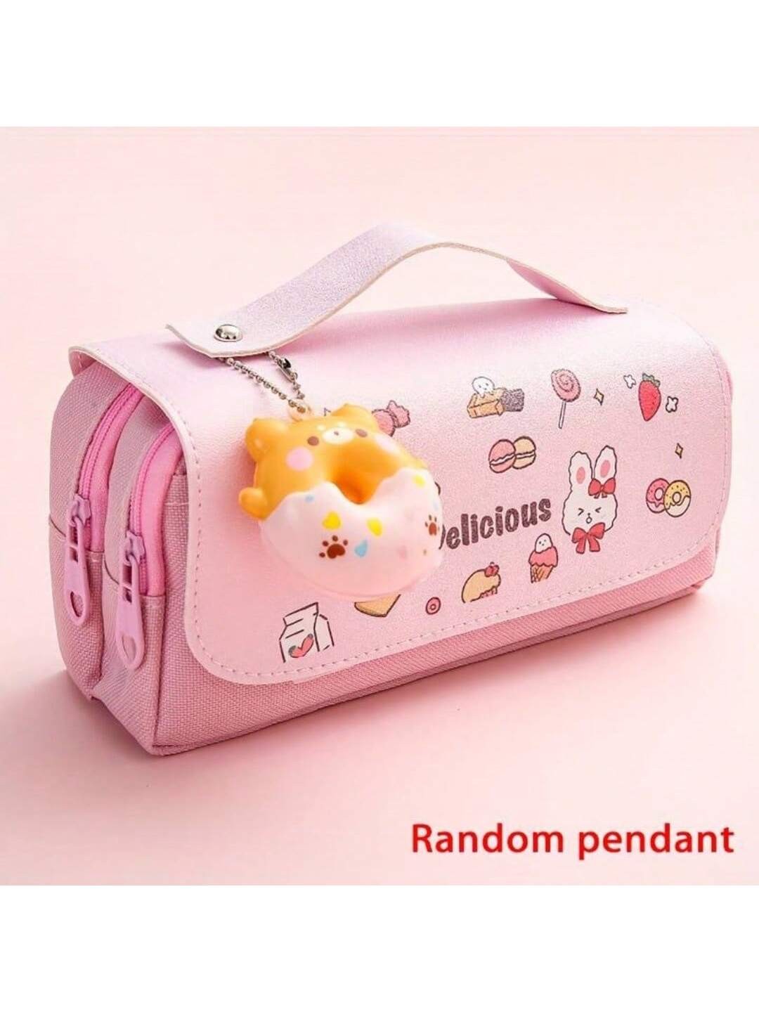 1 pièce Sac stylo de décompression mignon Donut, avec pendentif détachable inclus (sélectionné aléatoirement) - idéal pour le soulagement du stress et l'apprentissage facile - 37400706