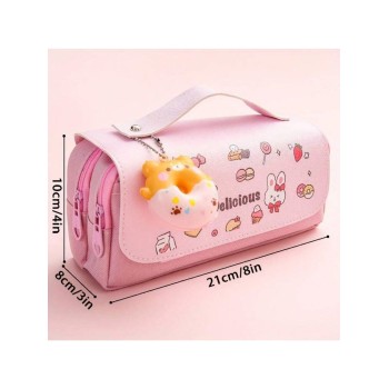 1 pièce Sac stylo de décompression mignon Donut, avec pendentif détachable inclus (sélectionné aléatoirement) - idéal pour le soulagement du stress et l'apprentissage facile - 37400706