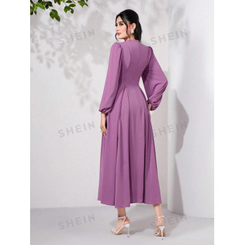 SHEIN Modely Robe Manches Bouffantes À Plis - 16266097