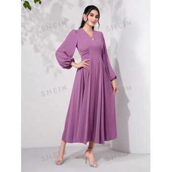 SHEIN Modely Robe Manches Bouffantes À Plis - 16266097