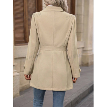 SHEIN LUNE Manteau De Laine Pour Femme À Col De Revers Et À Boutonnage Simple - 25752383