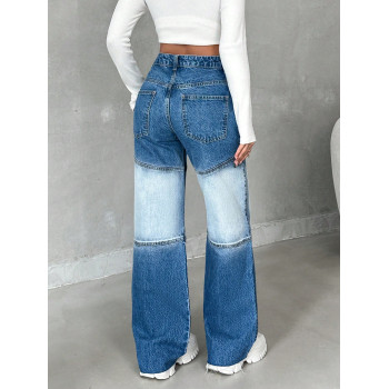 SHEIN Cottnline Jeans À Jambes Larges Pour Femmes Avec Effet Lavé - 27843816