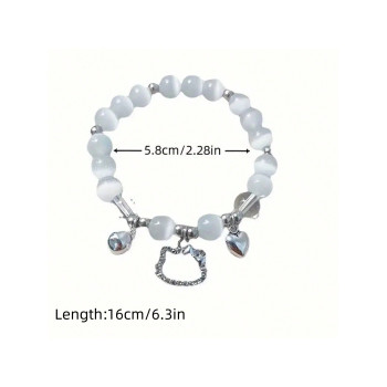 1 Pièce Bracelet De Cloche De Chat Pour Les Filles, Bracelet D'amitié Fait Main En Perles, Cadeau Pour Les Filles - 27943845