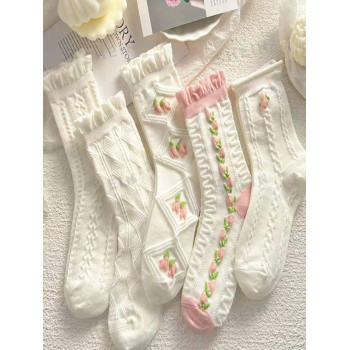 ROMWE Kawaii 5 paires Chaussettes Fleuri - 14164305