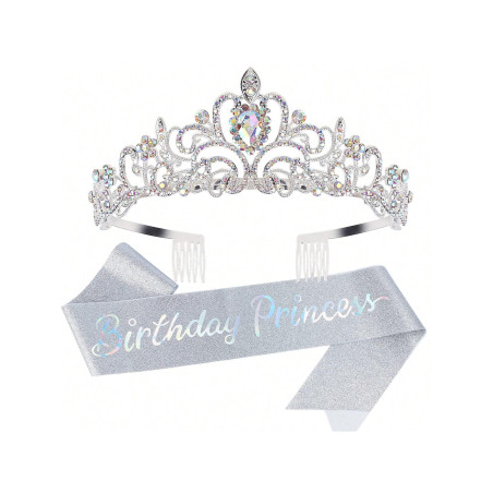 2 Pièces, Diadème D'anniversaire De Princesse, Ceinture D'anniversaire Heureuse De Princesse, Fournitures De Décoration De Fête, Cadeau D'anniversaire De Filles, Cadeau De Fête D'anniversaire Heureux, Accessoires De Décoration - 28749229