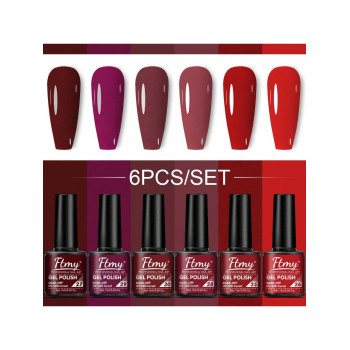 Ensemble de 6 vernis à ongles en gel - Comprend 6 couleurs de vernis en gel, base, vernis à effet mat et brillant, sans essuyage, vert, bleu, rouge et rose, ensemble cadeau pour femmes - 28359325