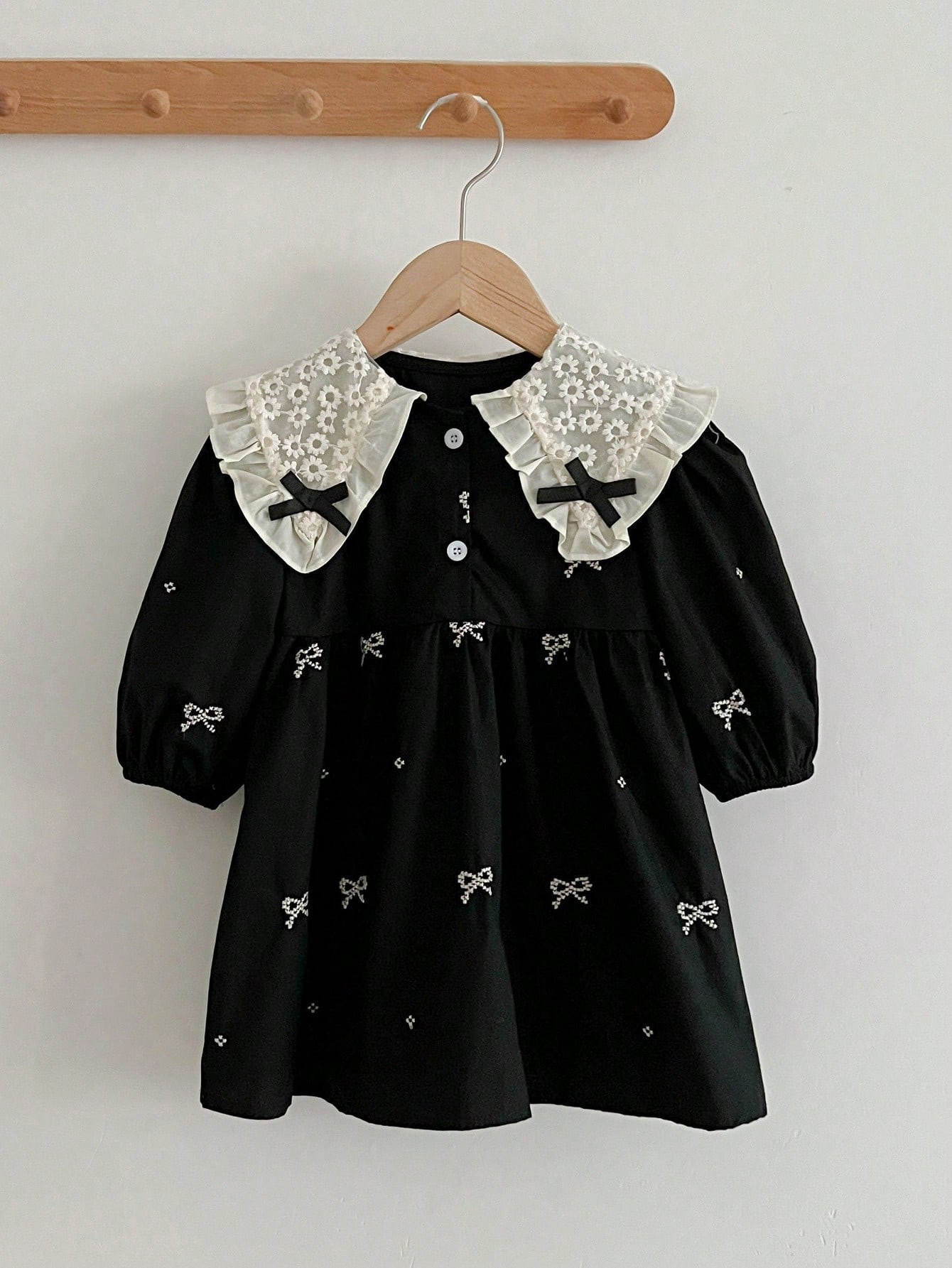 Nouvelle robe douce pour jeune fille, manches longues de printemps/automne avec détail de broderie - 27884087