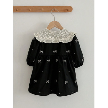 Nouvelle robe douce pour jeune fille, manches longues de printemps/automne avec détail de broderie - 27884087