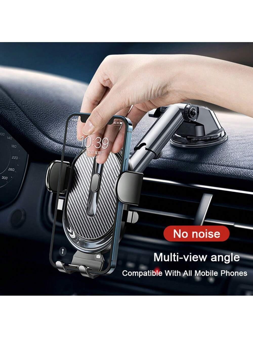 Support de téléphone de voiture à ventouse, support de téléphone portable pour smartphone et tablette, montage de véhicules compatible avec l'iPhone 1 ec bras extensible, désinstallation facile avec un bouton - 24243663