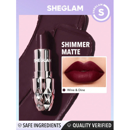 SHEGLAM Rouge À Lèvres Velours Starlight - Wine & Dine 10 Couleurs Rouge À Lèvres Mat Durable Et Chatoyant Nourrissant Et Soyeux - 1462575