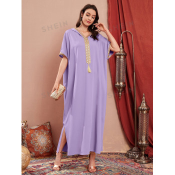 SHEIN Najma Caftan à broderie fendu - 12603836