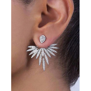 1 paire de boucles d'oreilles en strass de Style européen et américain, bijoux d'oreille au Design polyvalent - 32027891