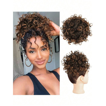 Pièce de cheveux en désordre, queue de cheval ondulée bouclée avec cordon pour extensions de queue de cheval pour femmes, cheveux synthétiques bouclés cheveux, pour une utilisation quotidienne chez les femmes - 36908489