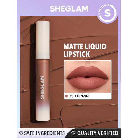 SHEGLAM Matte Allure Rouge À Lèvres Liquide-millionnaire Rouge À Lèvres Longue Tenue Haute Pigmentation Nourrissant À L'huile De Tournesol Réduire Les Fines Lignes Des Lèvres Soins Des Lèvres Maquillage Des Lèvres - 1514058