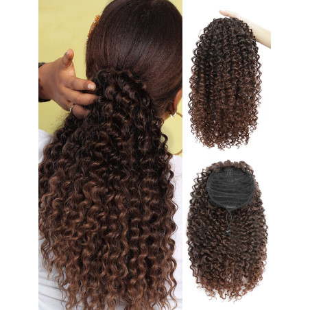 Extension De Queue De Cheval Frisée Avec Cordon De 14 Pouces Pour Femmes, Extension De Queue De Cheval Afro Courte Et Bouclée En Fibre Synthétique Résistante À La Chaleur Pour Pièces De Cheveux (brun Foncé) - 28655802