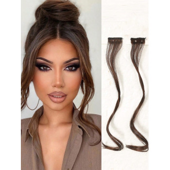 2PCS Franges bouclées synthétiques avec clips pour femmes - 14 pouces de longues extensions de cheveux à franges avant pour les deux côtés avec frange de milieu fausse - 34804877