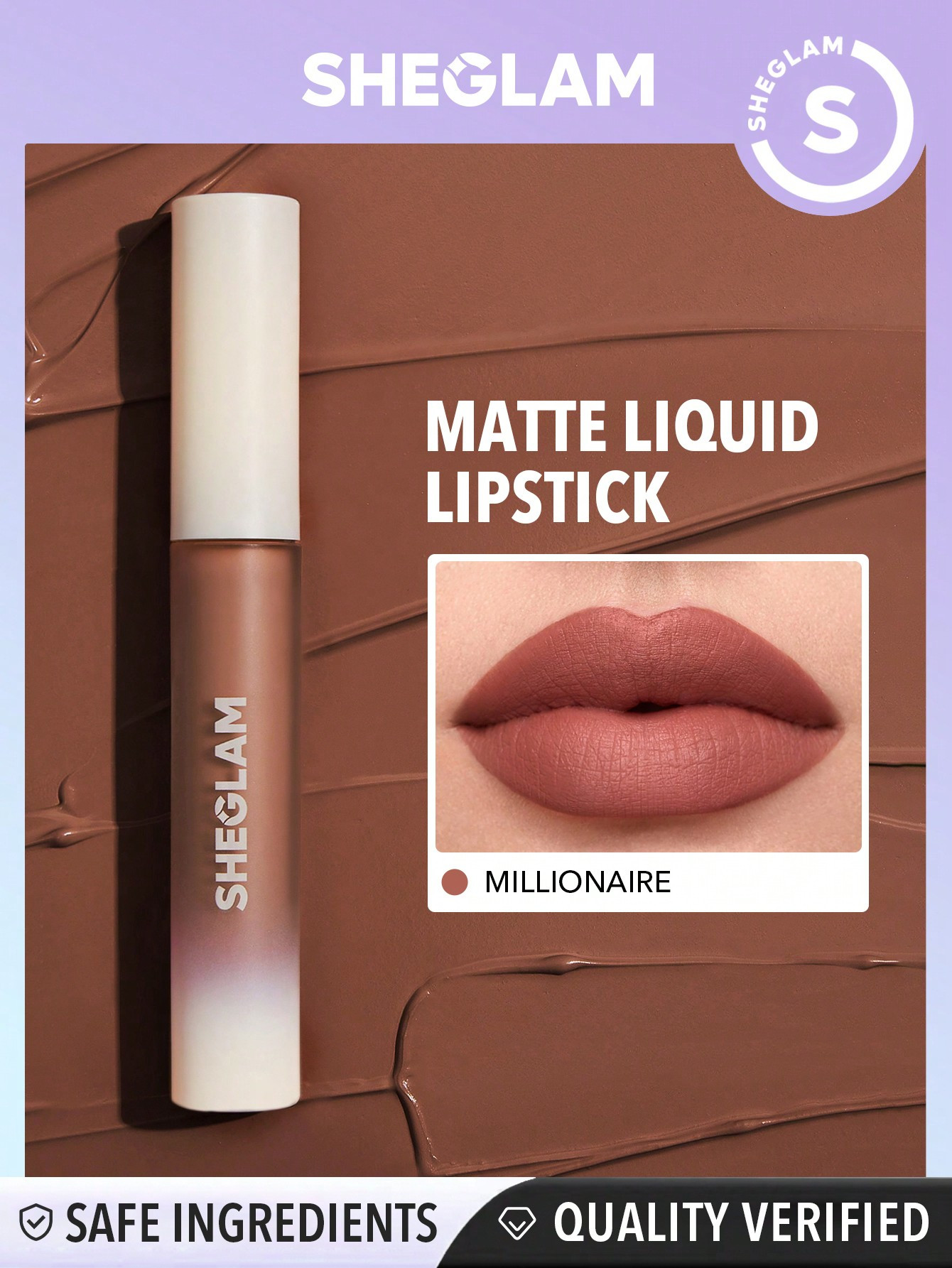 SHEGLAM Matte Allure Rouge À Lèvres Liquide-millionnaire Rouge À Lèvres Longue Tenue Haute Pigmentation Nourrissant À L'huile De Tournesol Réduire Les Fines Lignes Des Lèvres Soins Des Lèvres Maquillage Des Lèvres - 1514058