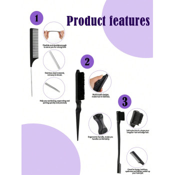 4 pièces Kit de peigne à bâton de cire pour cheveux - 1 bâton de cire pour cheveux pour les prothèses capillaires, 1 brosse en soies pour peigner la l gne à queue pour séparer les styles, cadeaux de la fête des Pères - 28473725