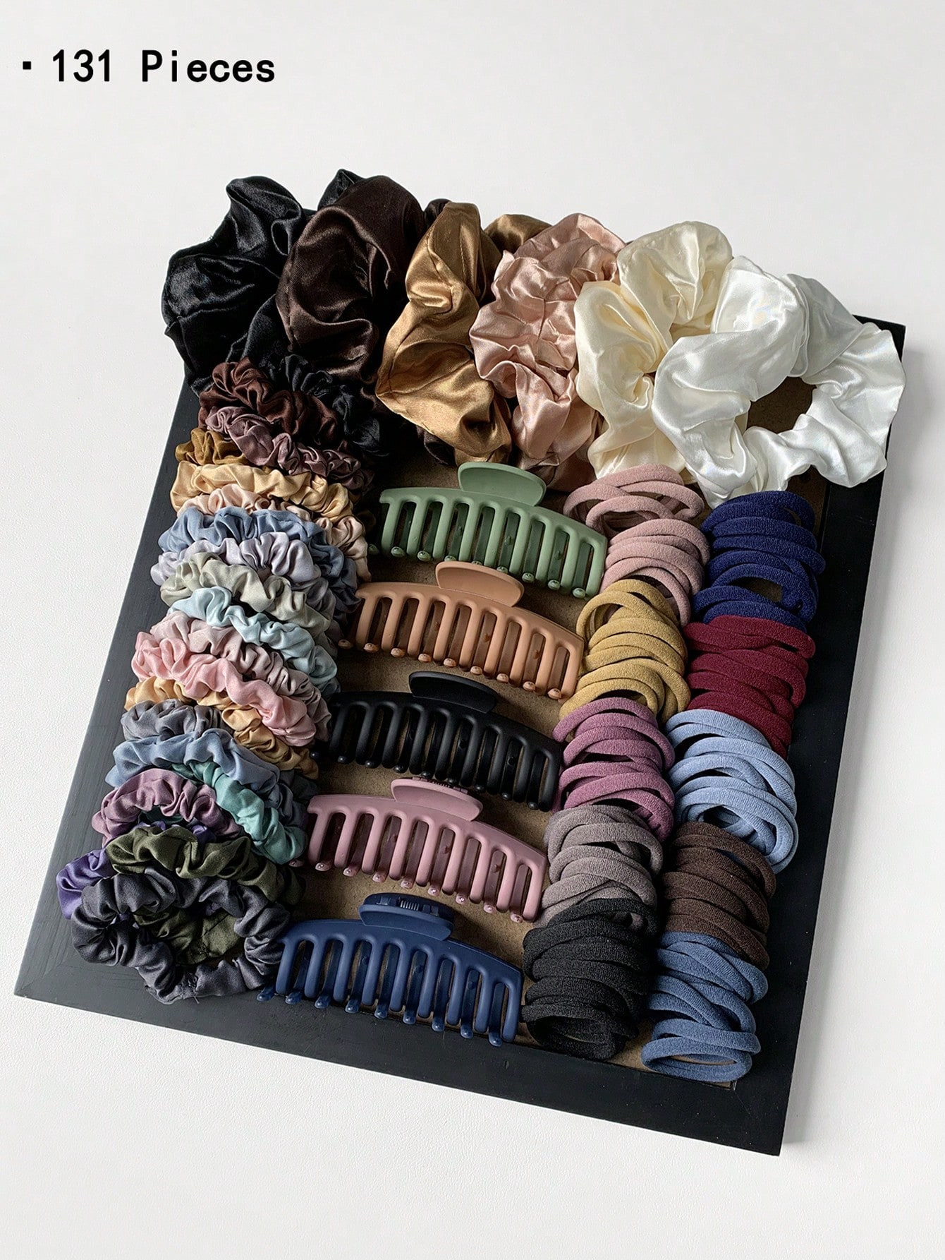 Ensemble de 131 pièces de barrettes et de liens pour cheveux simples, style coréen, attaches élastiques pour queue de cheval résistantes, série de couleurs Morandi - 36795326