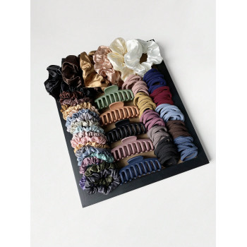 Ensemble de 131 pièces de barrettes et de liens pour cheveux simples, style coréen, attaches élastiques pour queue de cheval résistantes, série de couleurs Morandi - 36795326