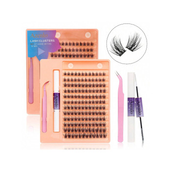 Kit De Extensions De Cils De Bricolage Individuels Azenlo, Clusters De Cils 144 Pcs, Outil D'application, Lien Et Scellage De Clusters De Cils Super T Un Dissolvant De Colle - 25402938