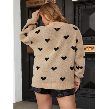 SHEIN Frenchy Plus Pull Avec Motif Cœur Épaule tombante - 22143605