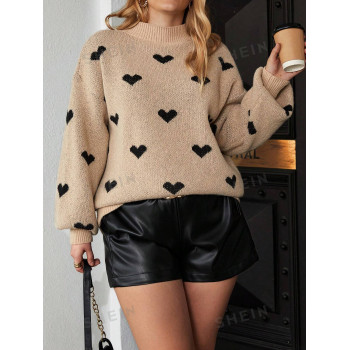 SHEIN Frenchy Plus Pull Avec Motif Cœur Épaule tombante - 22143605