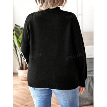 SHEIN Essnce Plus Pull Fleuri Épaule tombante - 23103633