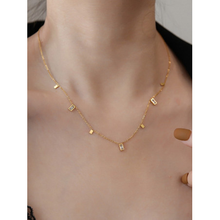 1 pièce Collier En Acier Inoxydable Pour Femme Avec Zircone Cubique , Adapté Pour Rencontre , Soirées Et Bureau Ouvriers - 17694150