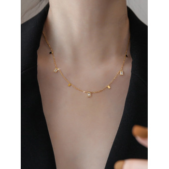 1 pièce Collier En Acier Inoxydable Pour Femme Avec Zircone Cubique , Adapté Pour Rencontre , Soirées Et Bureau Ouvriers - 17694150